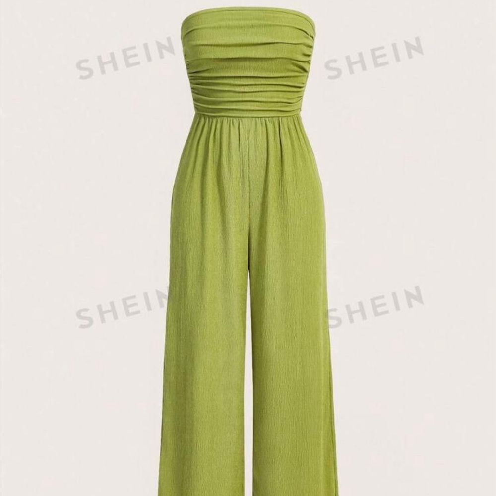 Green strapless jumpsuit